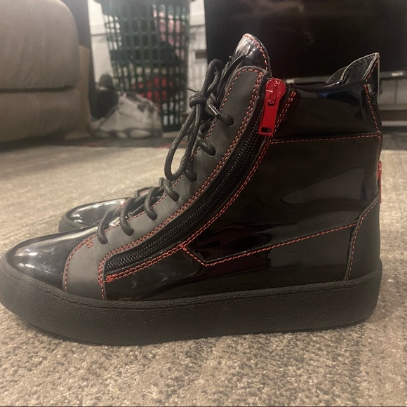 Giuseppe Zanotti Kris Sneakers Men size 8 US Women size 9.5 US Black, red lining - Picture 4 of 7